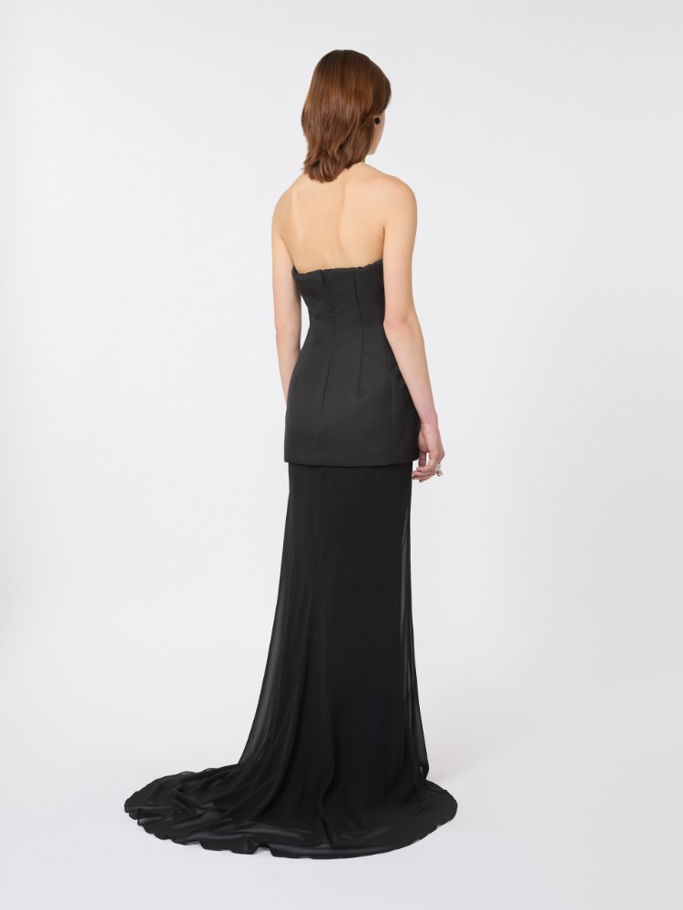 Sukienka z dwuwarstwowej tkaniny - CZARNY - 3