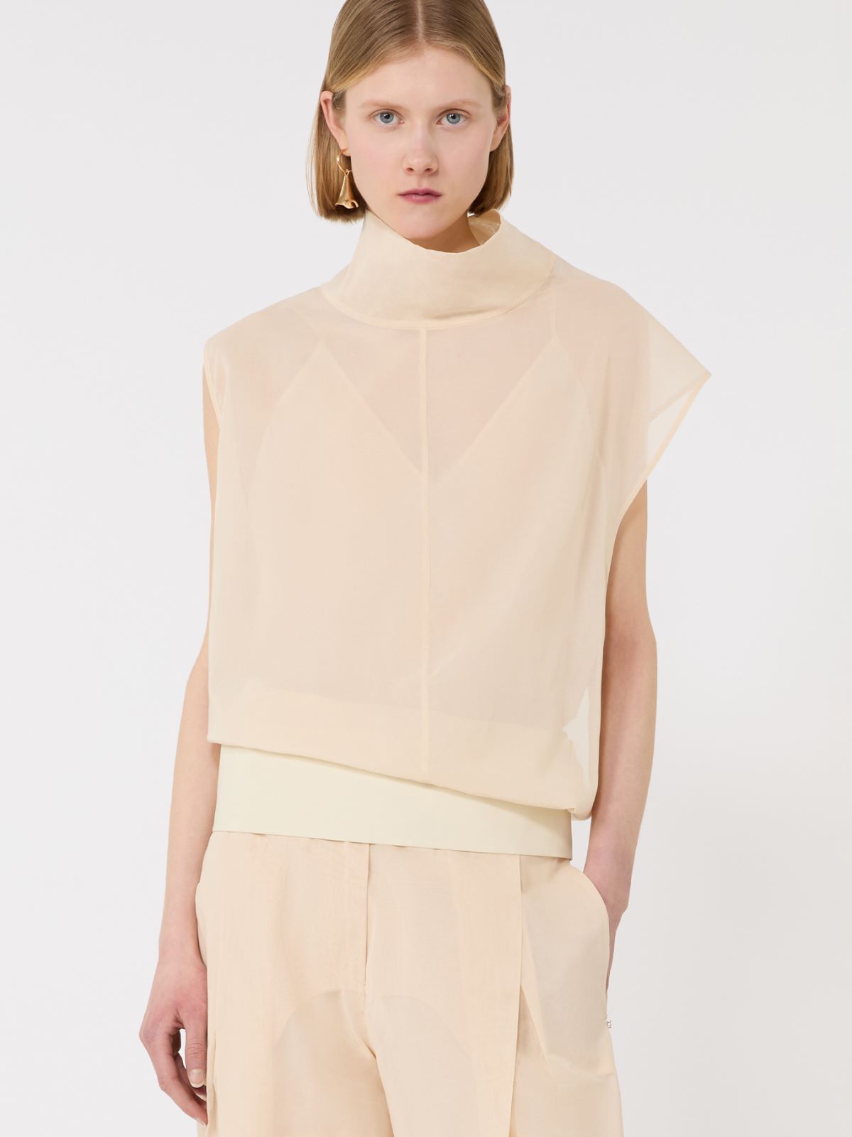 Cotton voile two-piece blouse - ECRU - Max Mara - 4