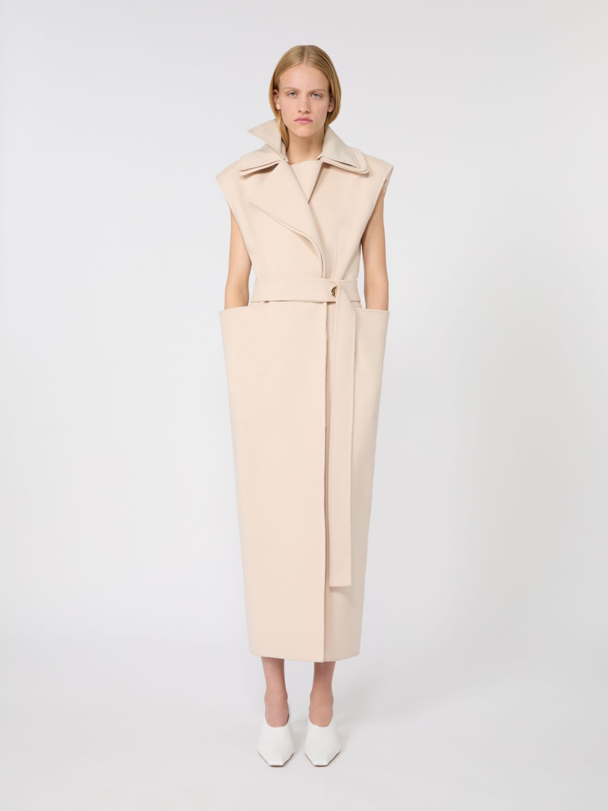 Sleeveless pure double wool coat - POWDER - Max Mara