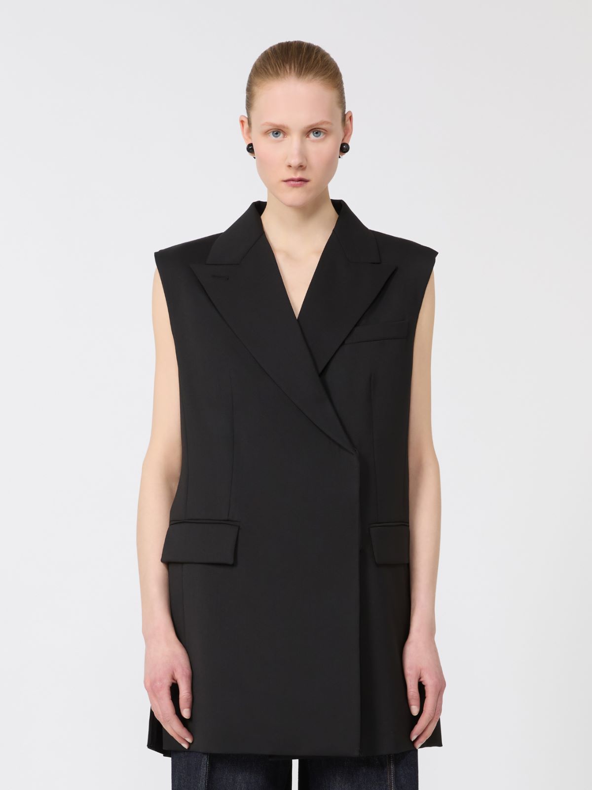 Sleeveless stretch wool blazer - BLACK - Max Mara - 6