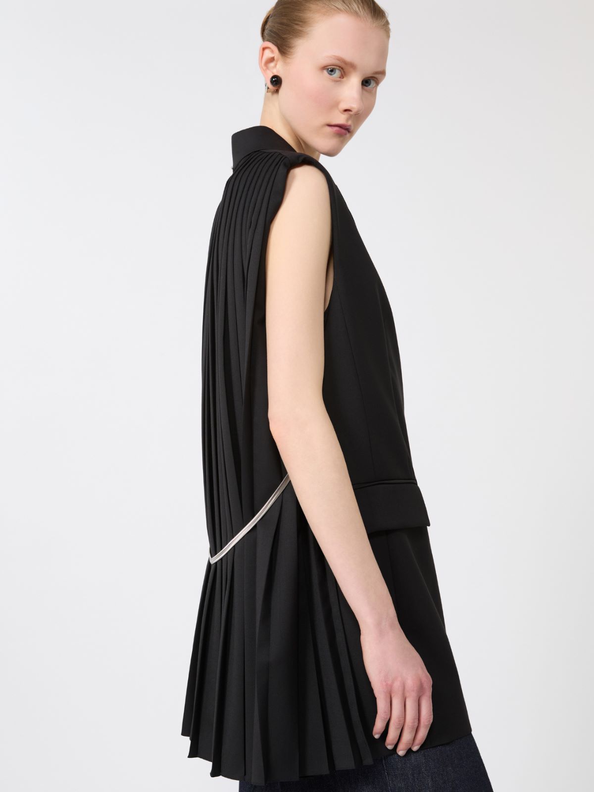 Sleeveless stretch wool blazer - BLACK - Max Mara - 6