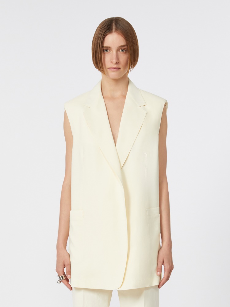 Oversized washed viscose gilet - IVORY - 2
