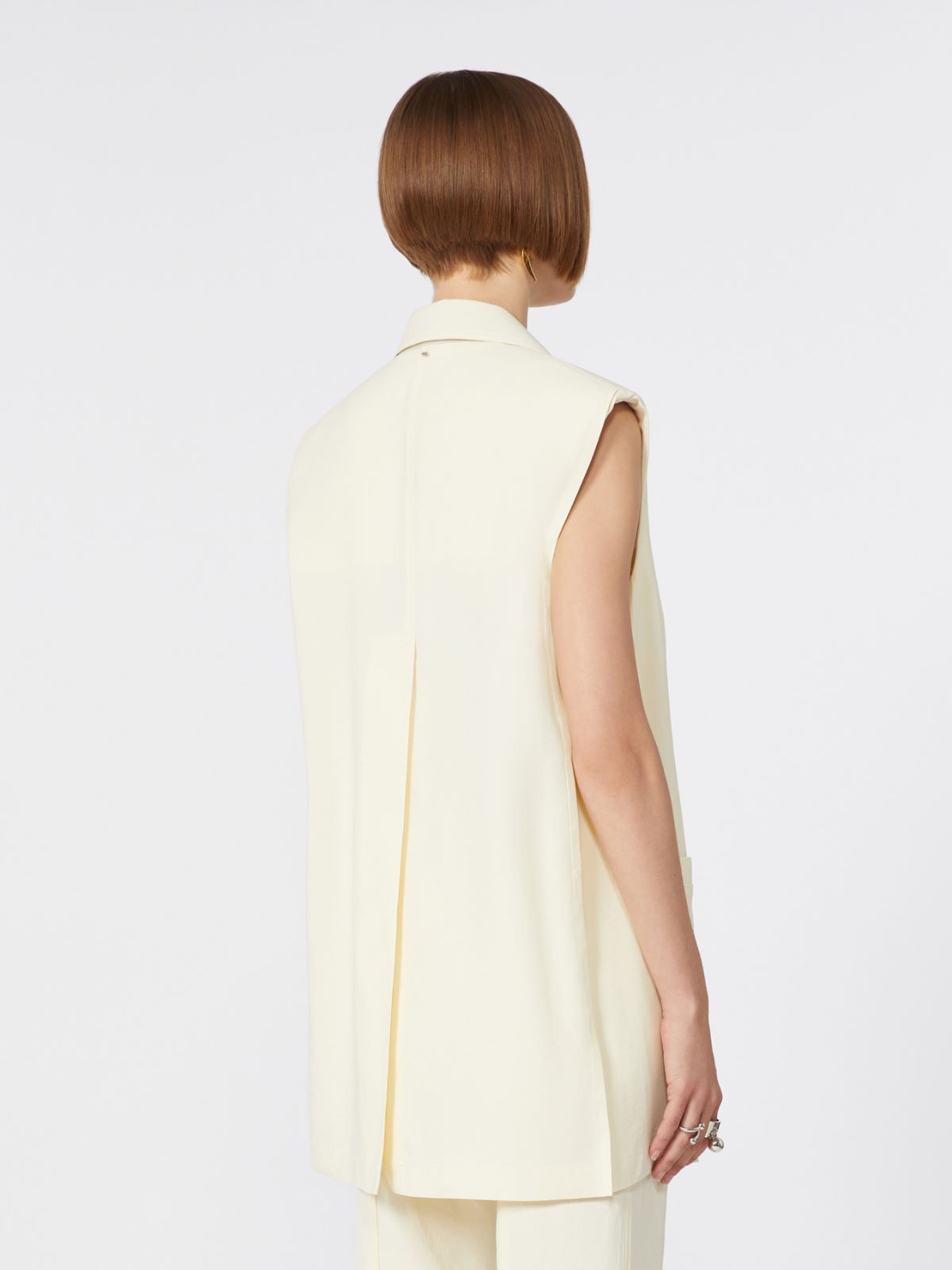 Oversized washed viscose gilet - IVORY - 3