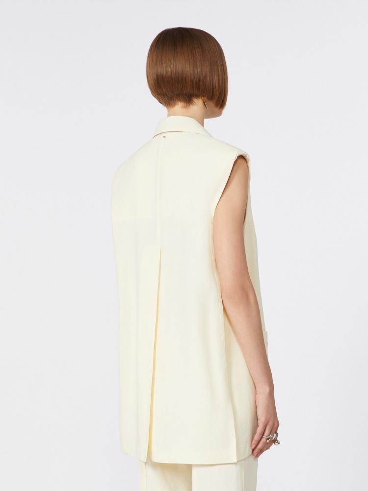 Oversized washed viscose gilet - IVORY - 3