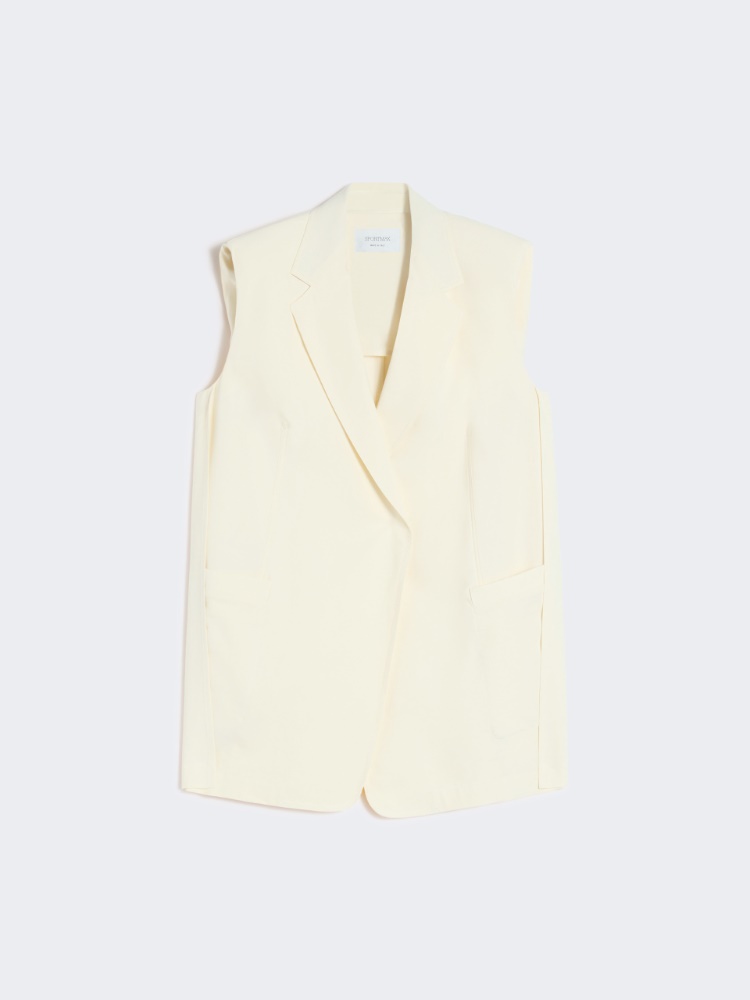 Oversized washed viscose gilet - IVORY - 6