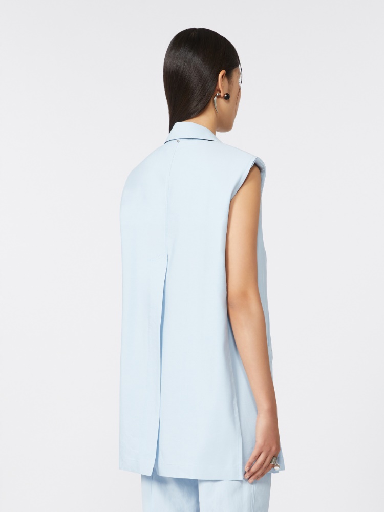 Oversized washed viscose gilet - LIGHT BLUE - 3