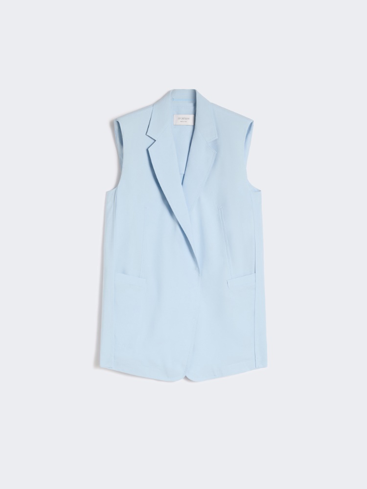 Oversized washed viscose gilet - LIGHT BLUE - 6
