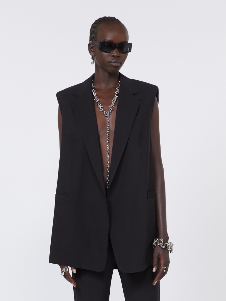 Oversized washed viscose gilet - BLACK - 4