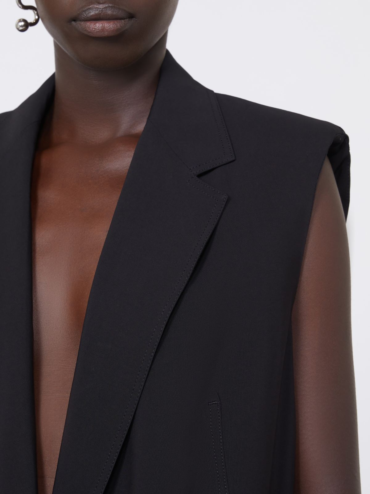 Oversized washed viscose gilet - BLACK - 5