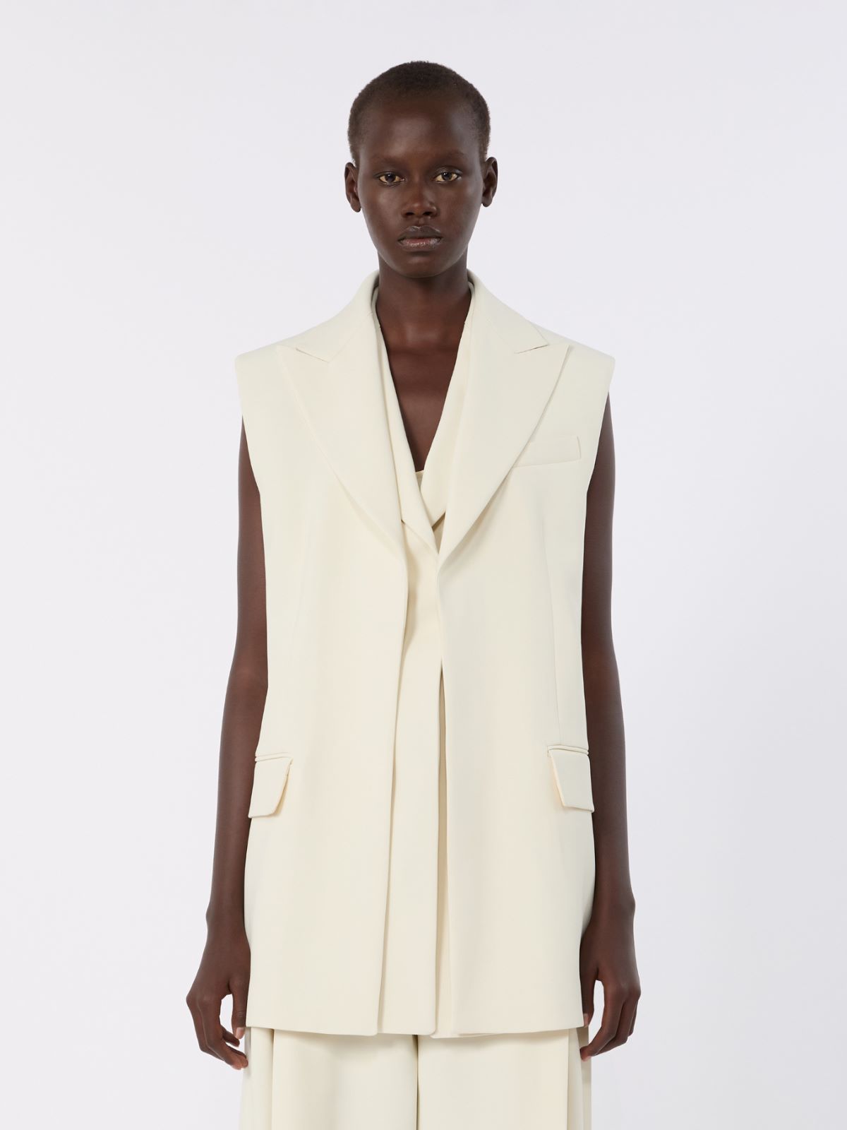 Blazer de dos piezas sin mangas de viscosa elástica - BLANCO LANA - Max Mara - 2