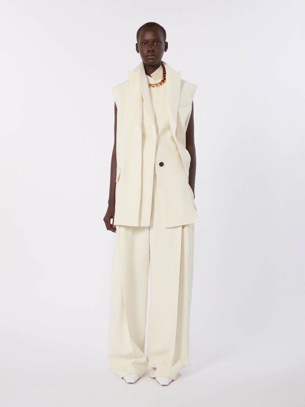 Blazer de dos piezas sin mangas de viscosa elástica - BLANCO LANA - Max Mara