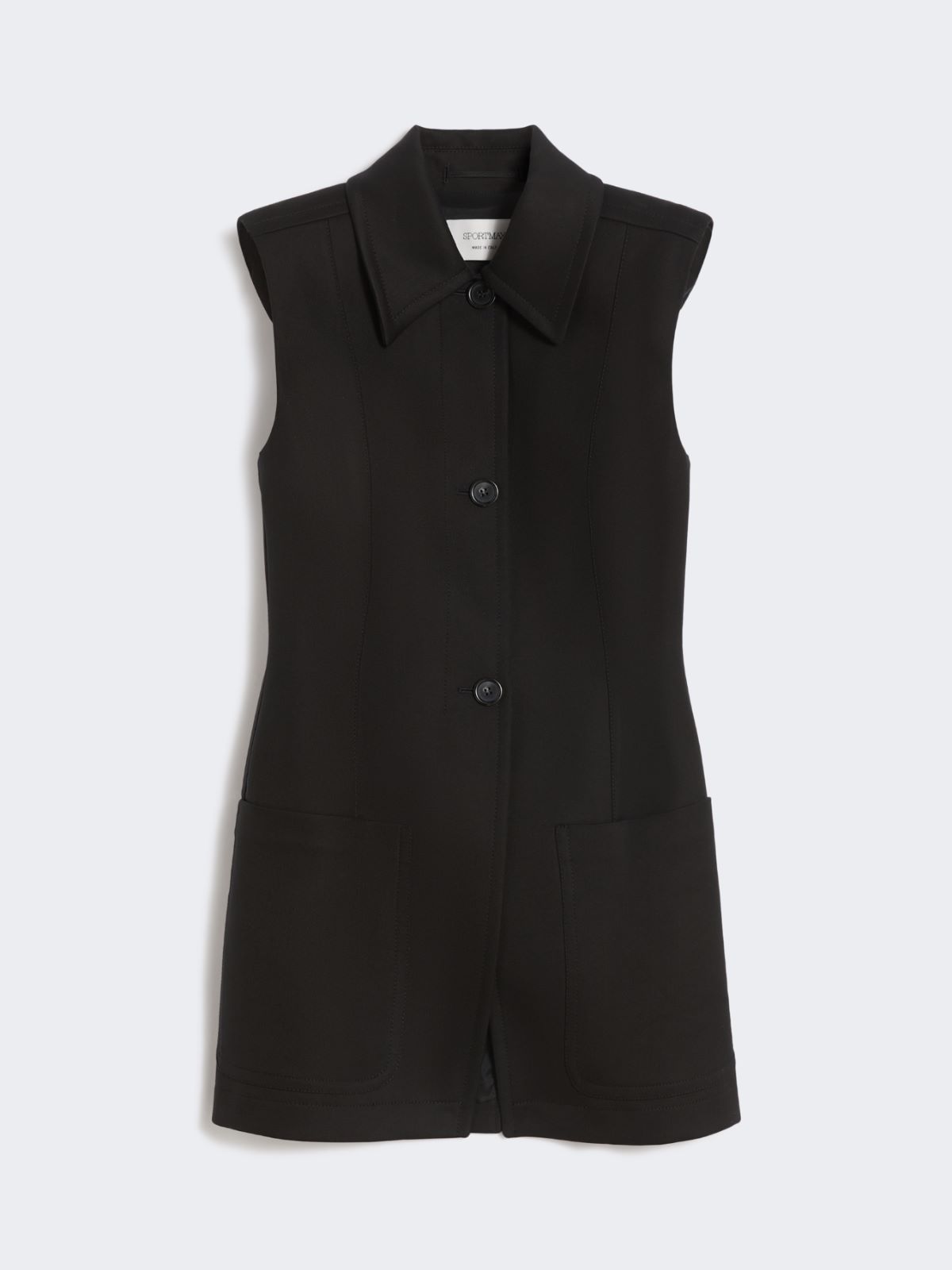 Sleeveless fitted gabardine blazer - BLACK - Max Mara - 6