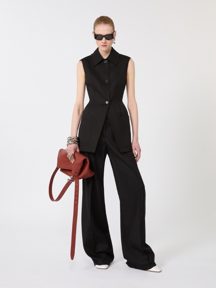 Sleeveless fitted gabardine blazer - BLACK - Max Mara