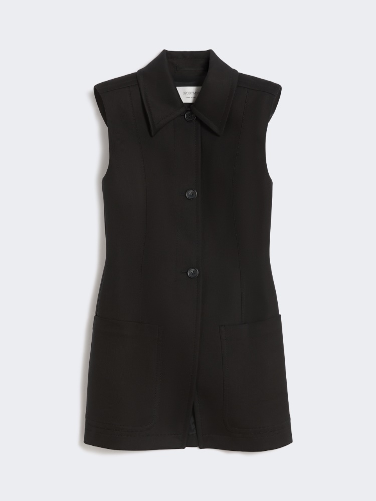 Sleeveless fitted gabardine blazer - BLACK - Max Mara
