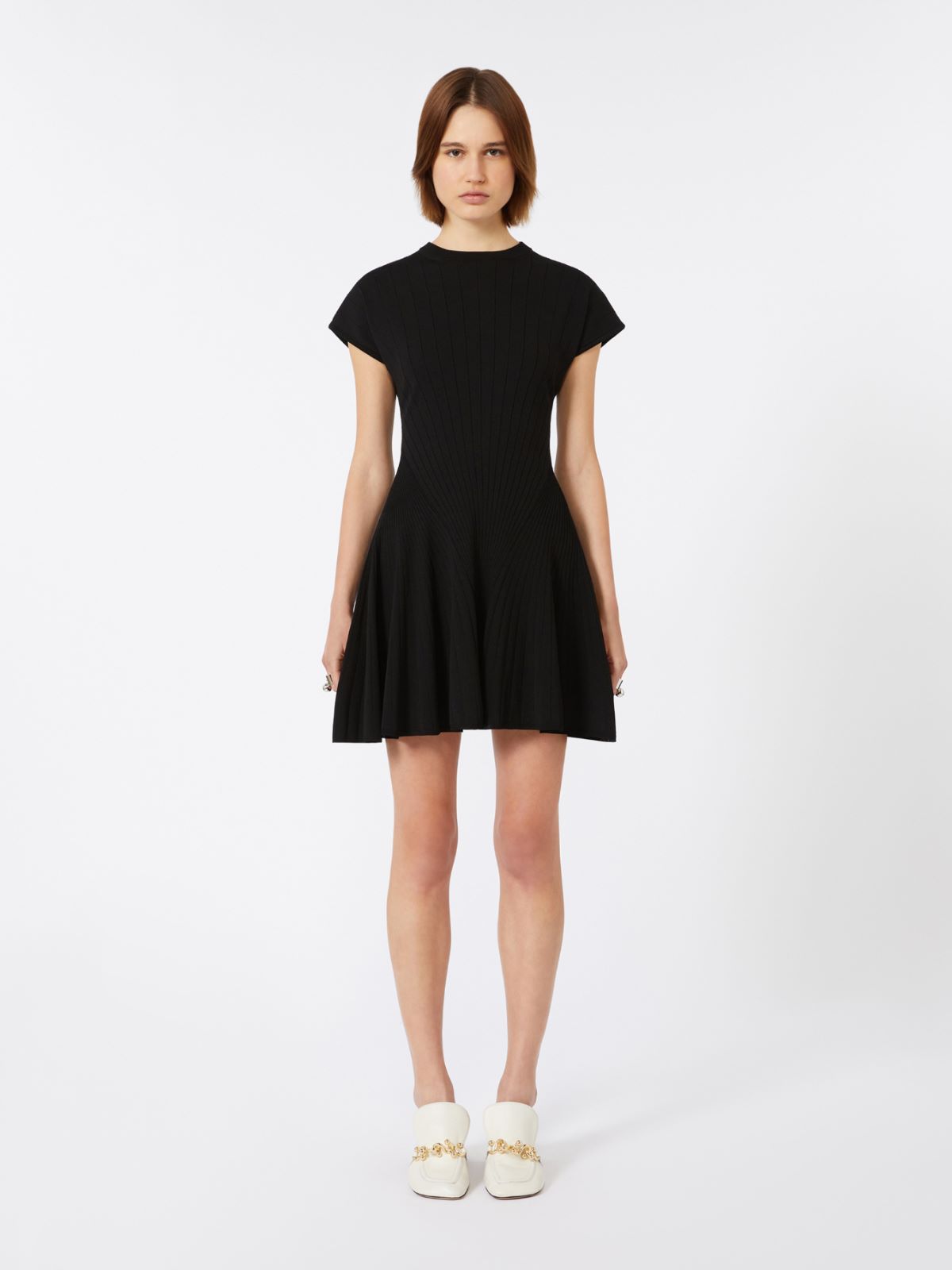 Knit dress, fitted at the waist - BLACK - Max Mara - 2