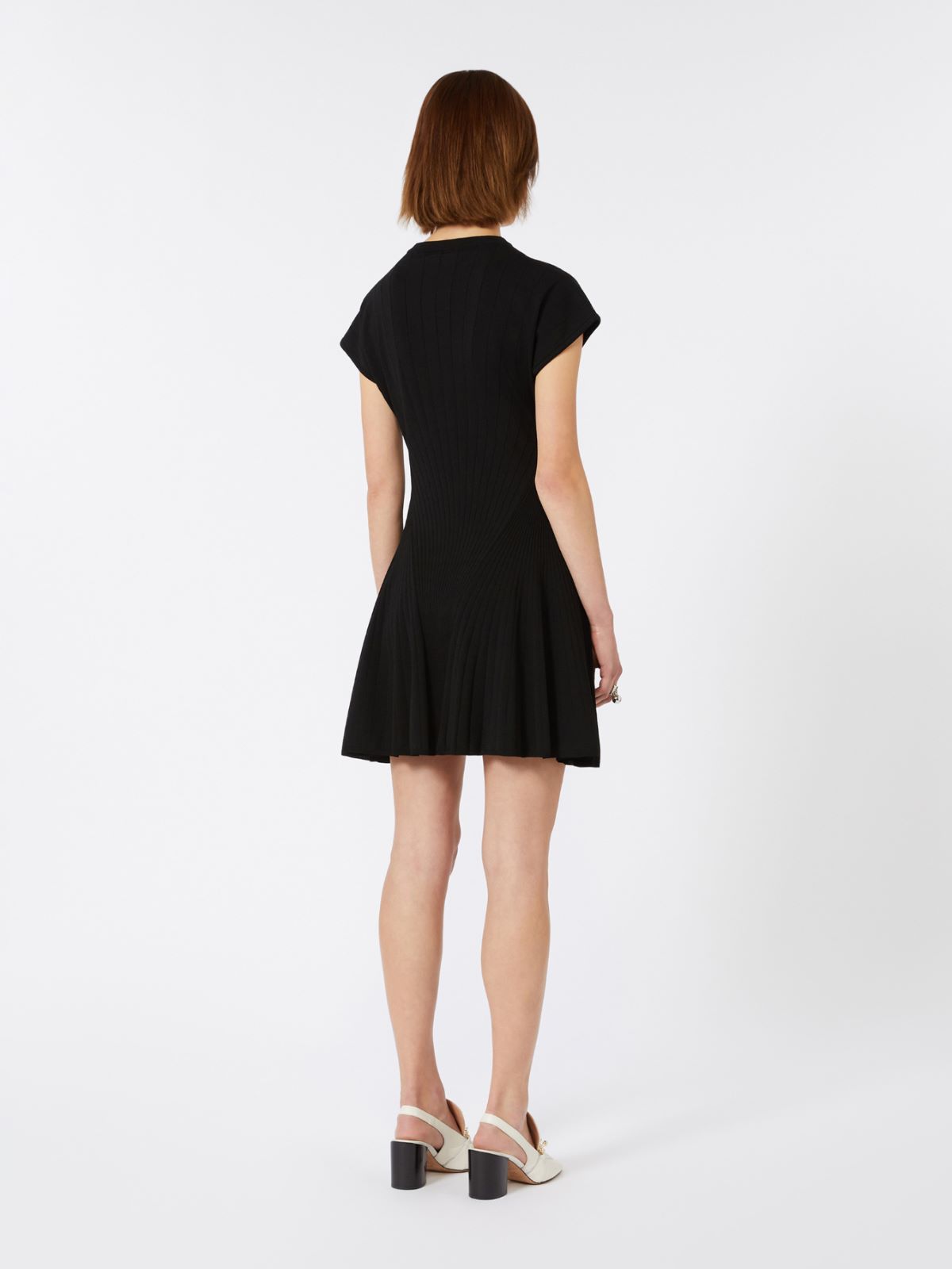Knit dress, fitted at the waist - BLACK - Max Mara - 3
