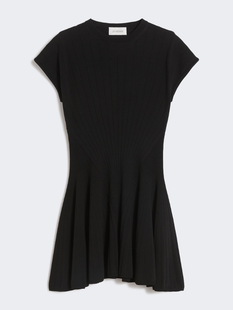 Knit dress, fitted at the waist - BLACK - Max Mara
