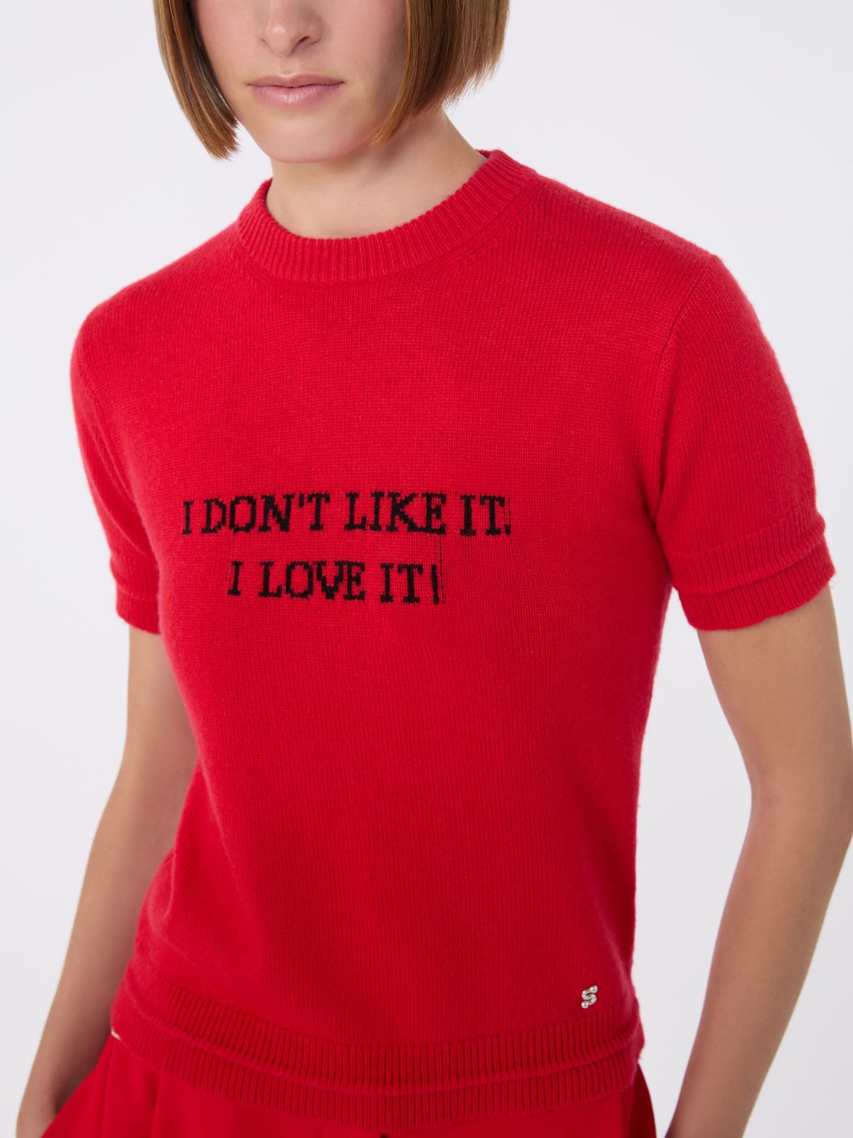 Wool and cashmere-knit T-shirt - RED - Max Mara - 6