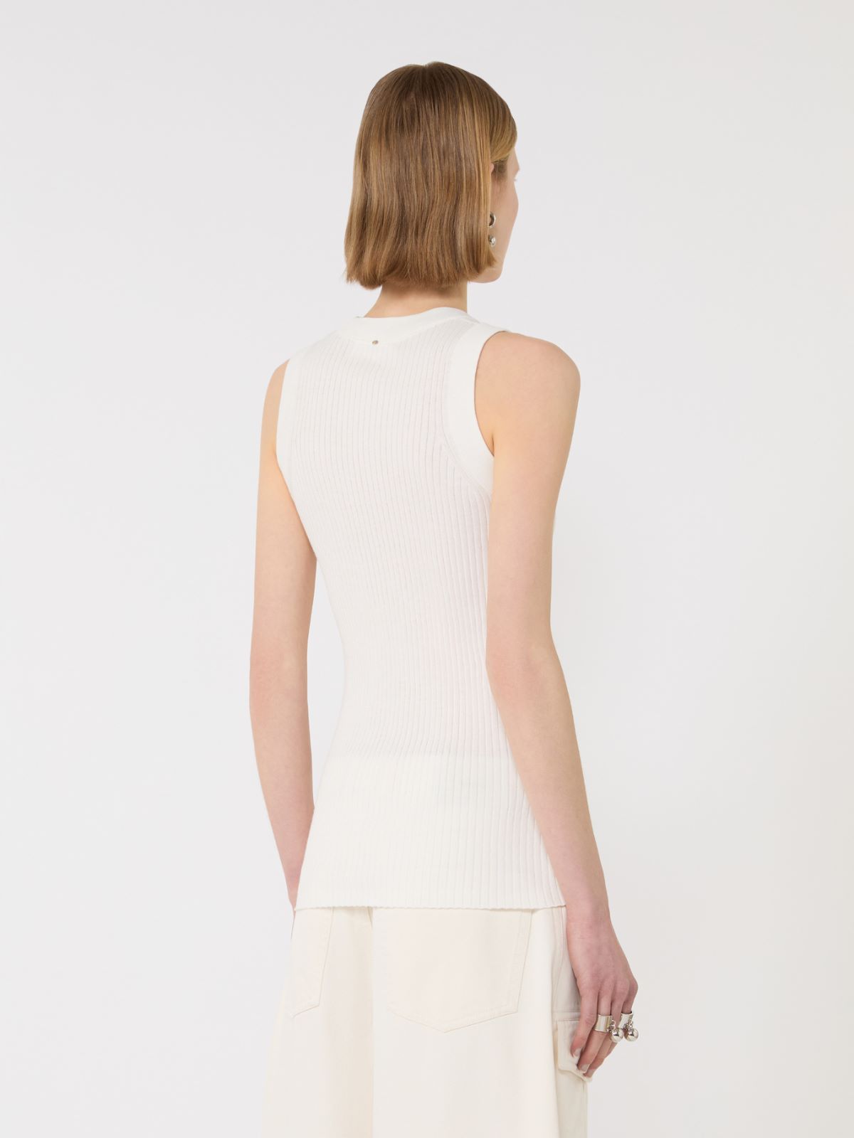 Cotton vest top - WHITE - Max Mara - 3