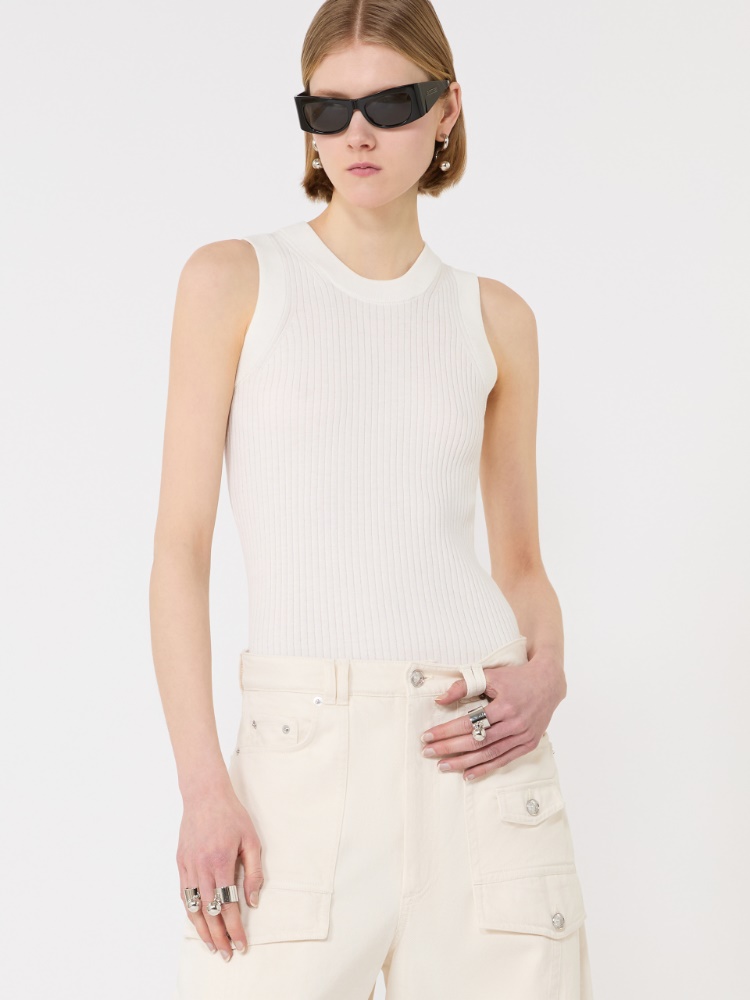 Cotton vest top - WHITE - Max Mara - 4