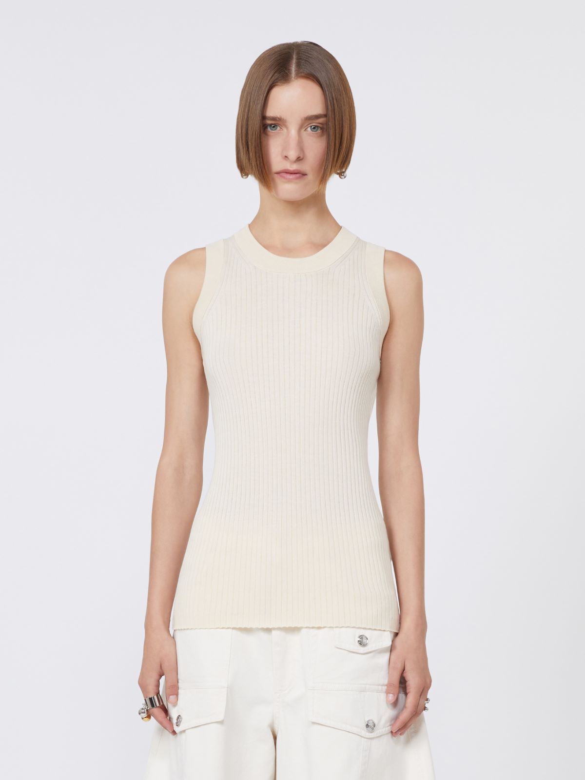 Cotton vest top - ECRU - Max Mara - 6