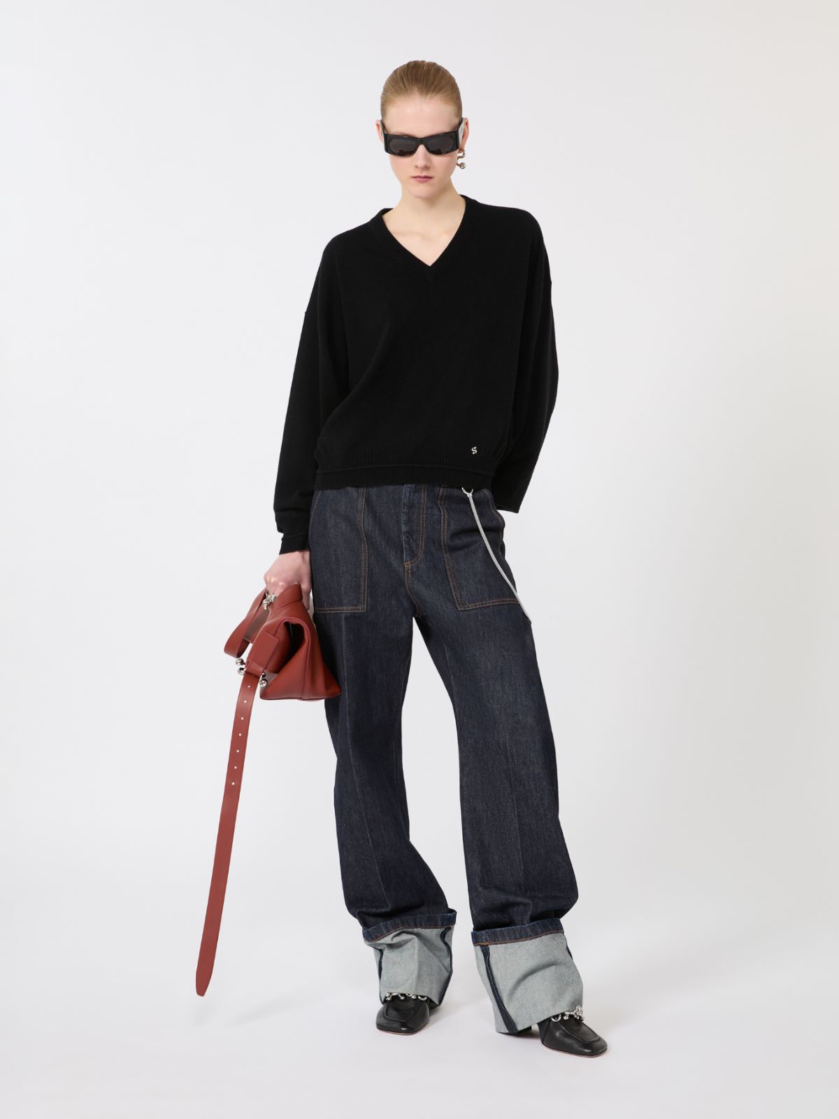 Relaxed-fit wool and cashmere sweater - BLACK - Max Mara