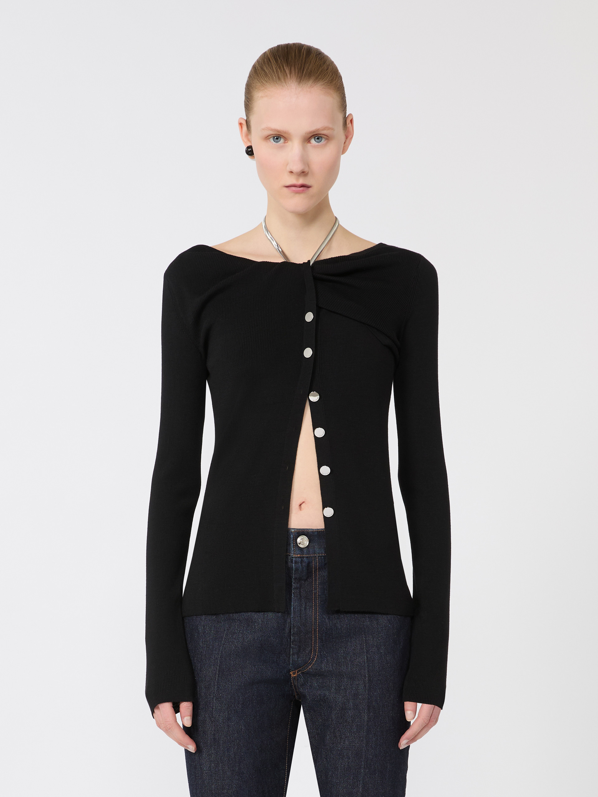 Wool cardigan with chain - BLACK - Max Mara - 2
