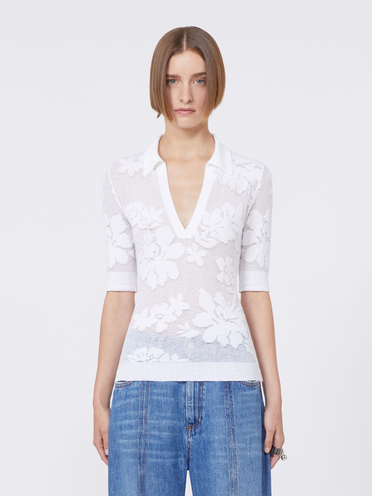 Stretch cotton polo shirt - WHITE - Max Mara - 10