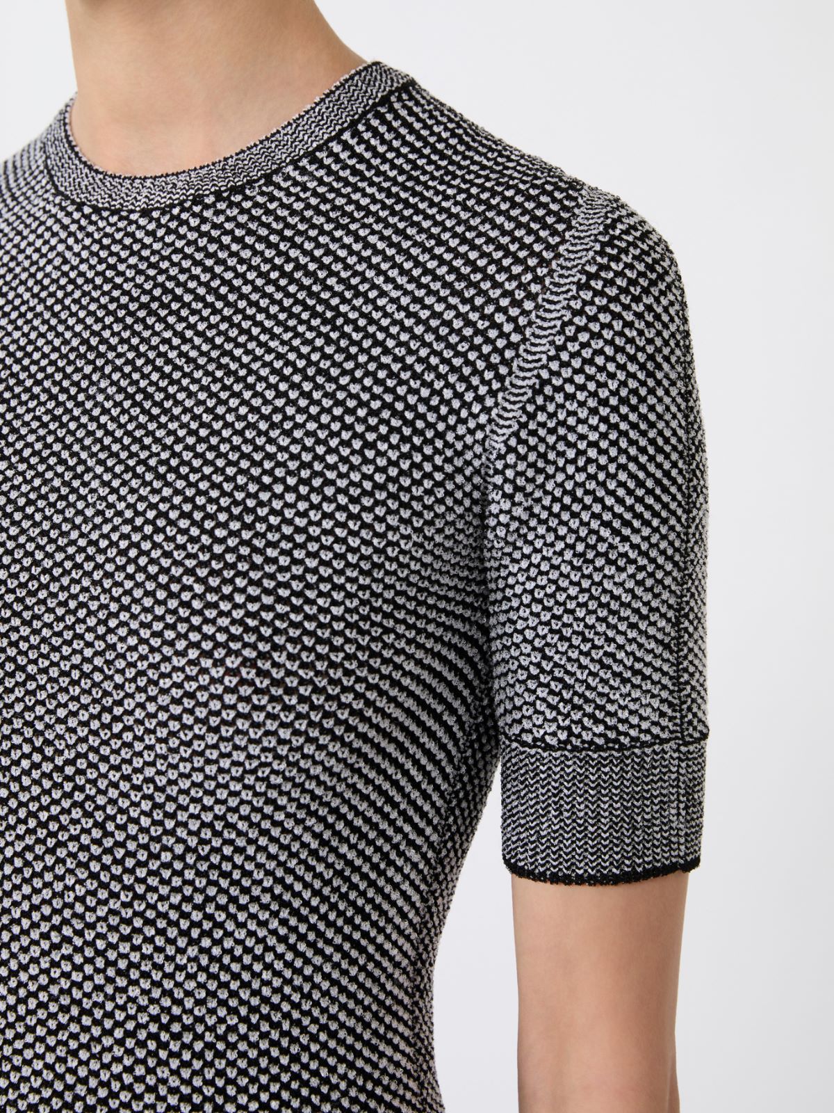 Viscose short-sleeved mesh jumper - WHITE BLACK - Max Mara - 6