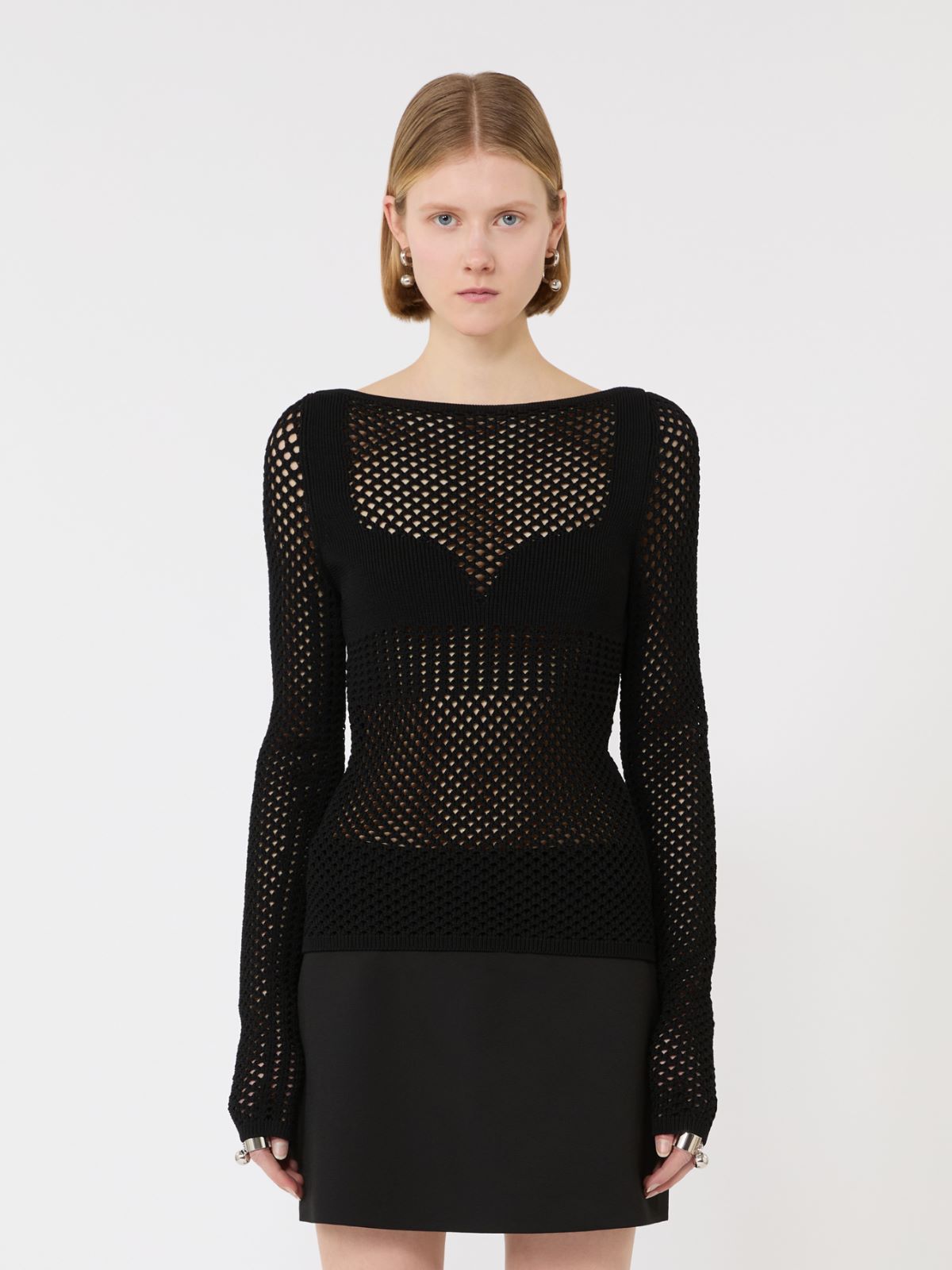 Slim-fit viscose-blend sweater - BLACK - Max Mara - 2