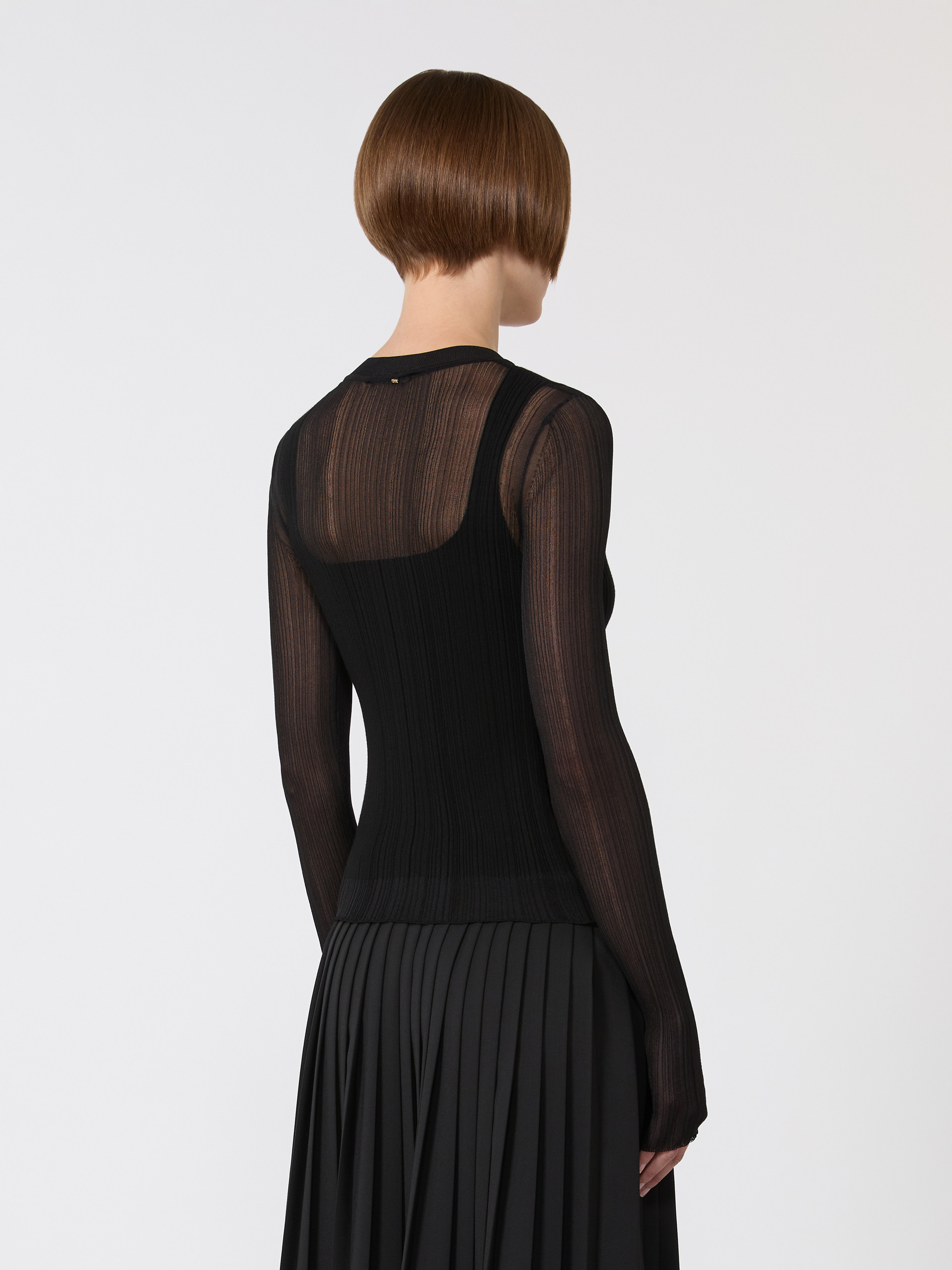 Trompe l'oeil viscose jumper - BLACK - Max Mara - 3