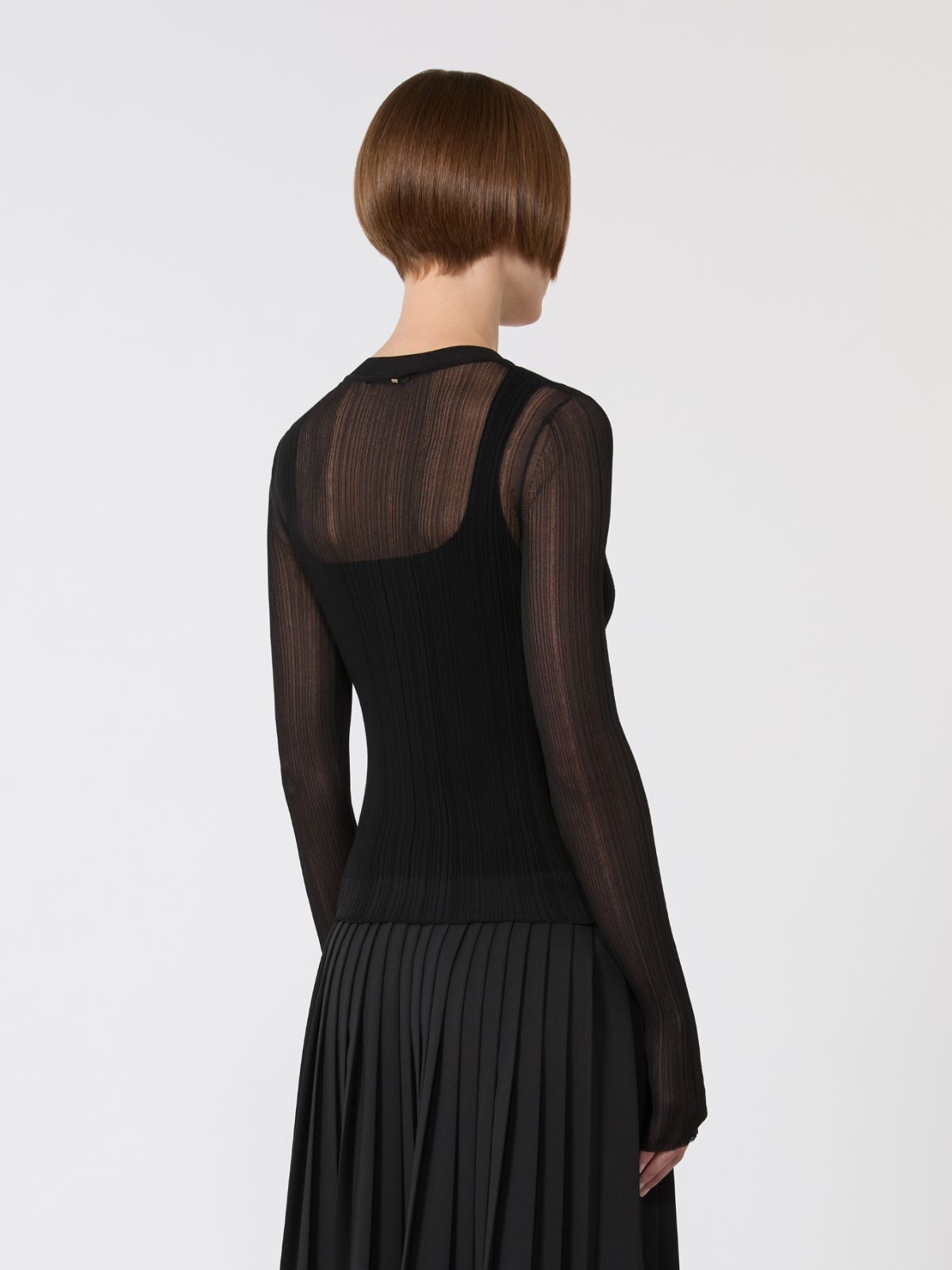 Trompe l'oeil viscose jumper - BLACK - Max Mara - 6