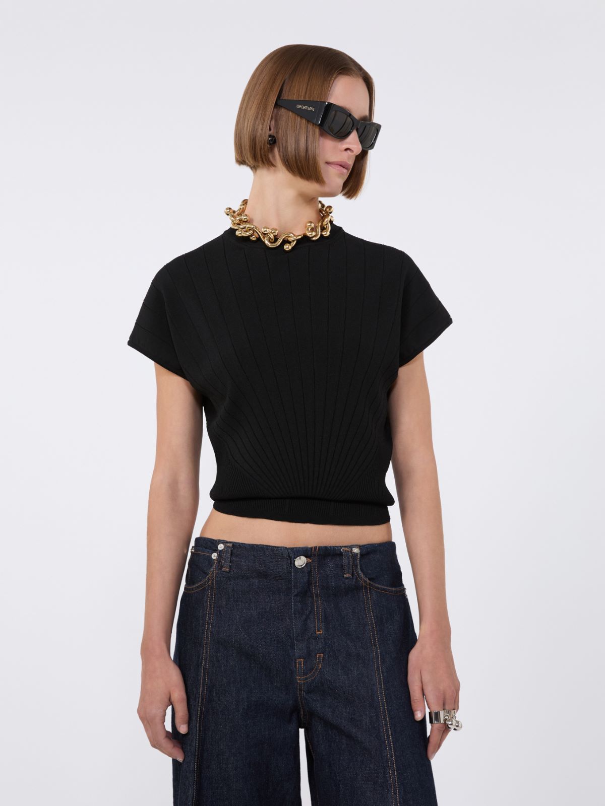 Pull en viscose côtelée - NOIR - Max Mara - 6