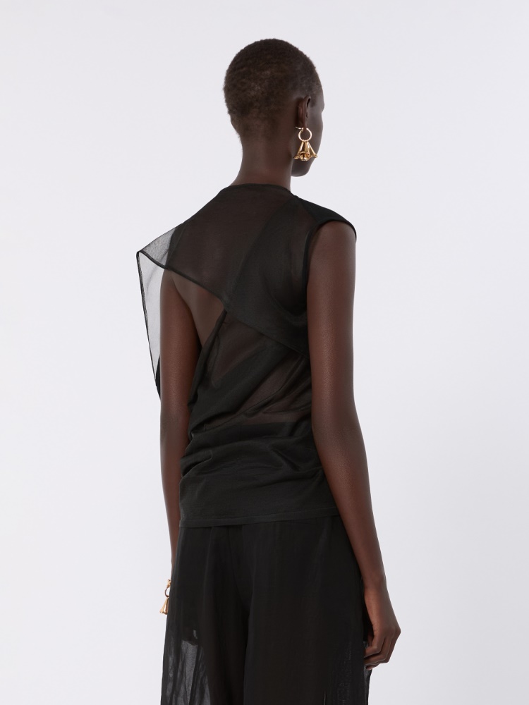 Stretch viscose asymmetrical top - BLACK - Max Mara - 3