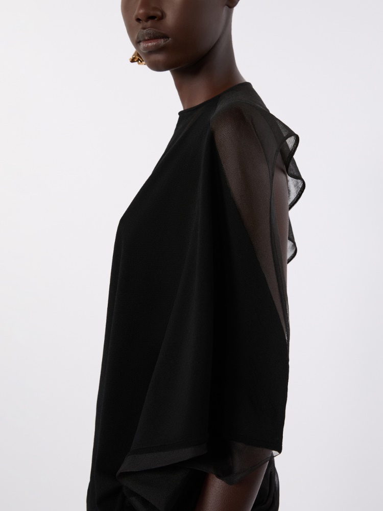 Stretch viscose asymmetrical top - BLACK - Max Mara - 5