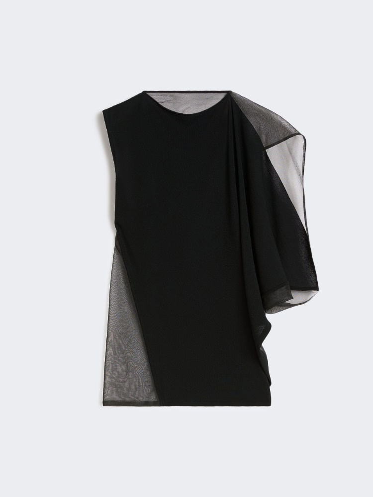 Stretch viscose asymmetrical top - BLACK - Max Mara