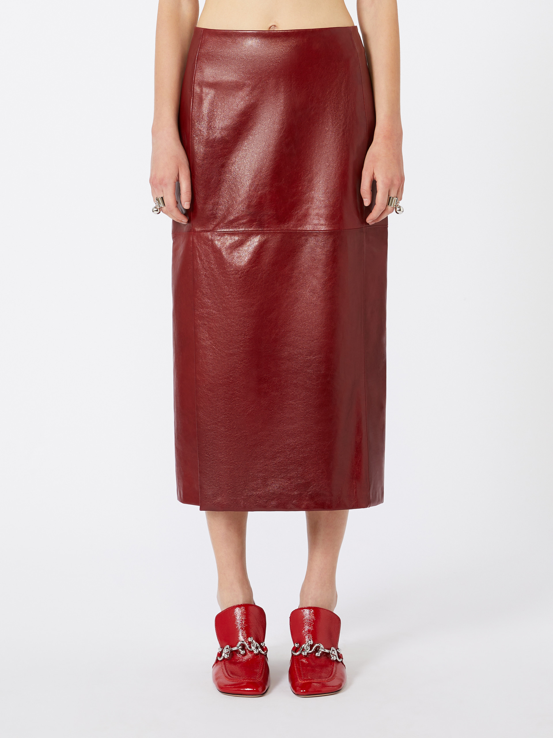 Straight leather skirt - BORDEAUX - Max Mara - 2