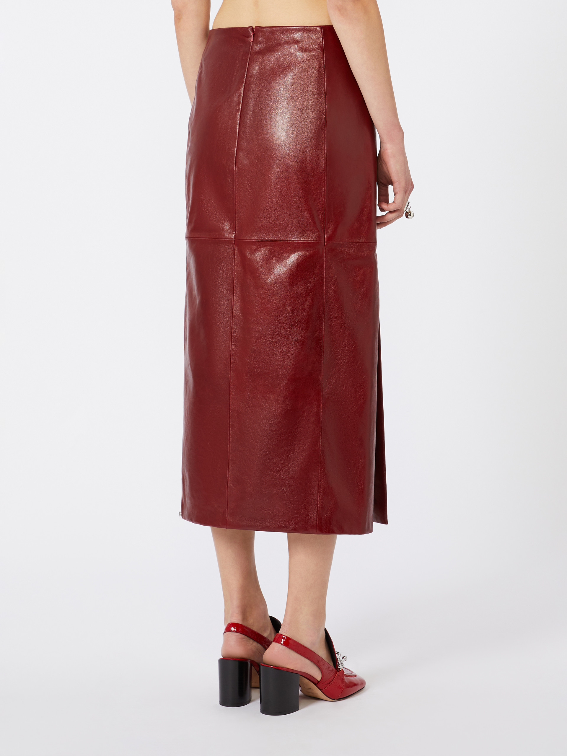 Straight leather skirt - BORDEAUX - Max Mara - 3