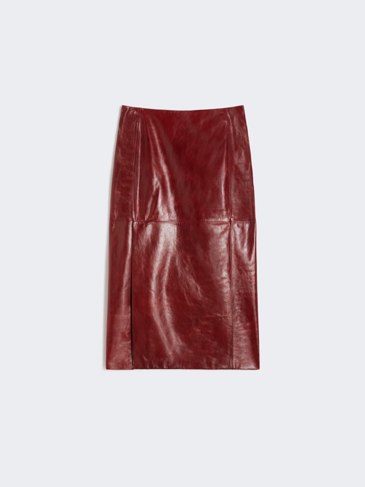 Straight leather skirt - BORDEAUX - Max Mara