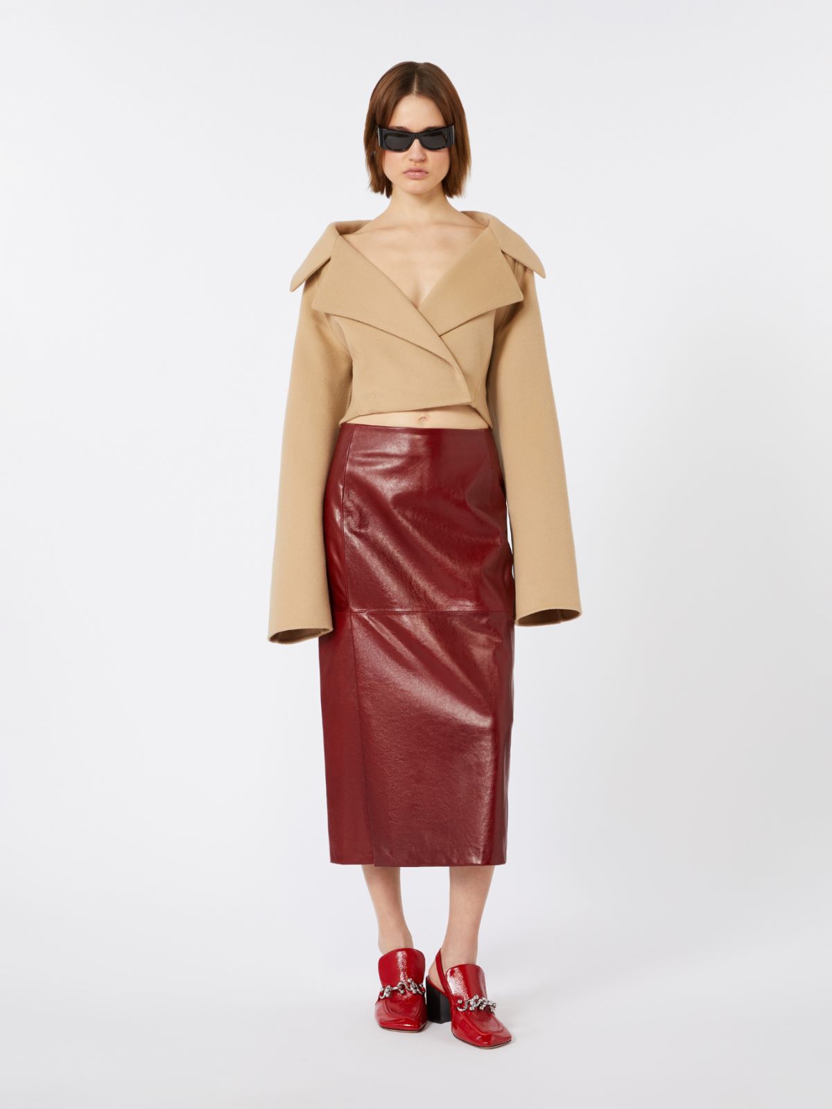 Straight leather skirt - BORDEAUX - Max Mara - 5