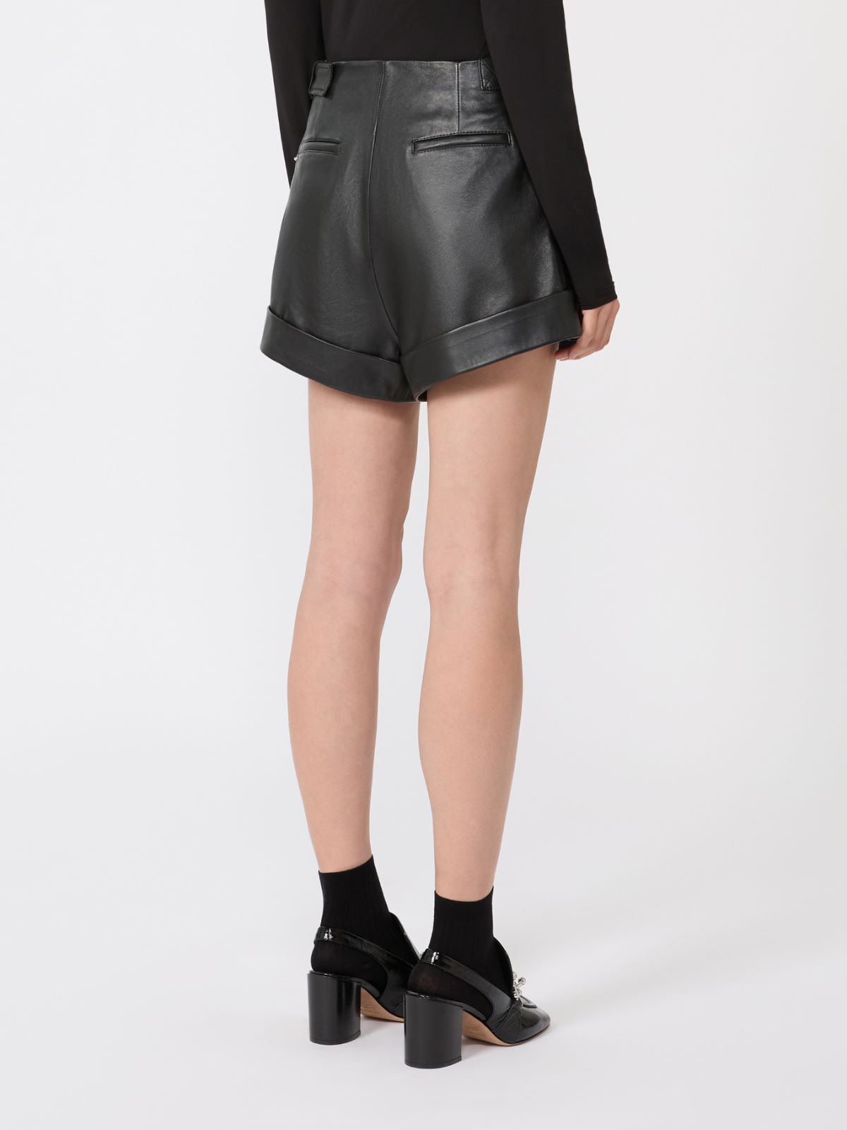 Leather Bermuda shorts - BLACK - Max Mara - 5