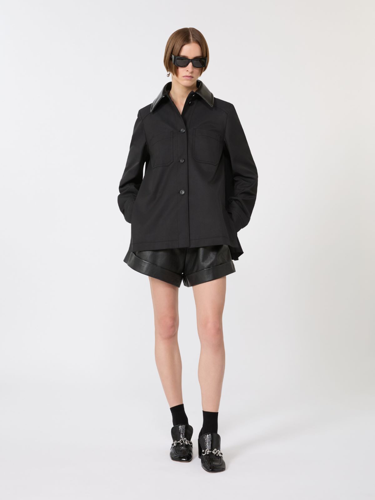 Leather Bermuda shorts - BLACK - Max Mara