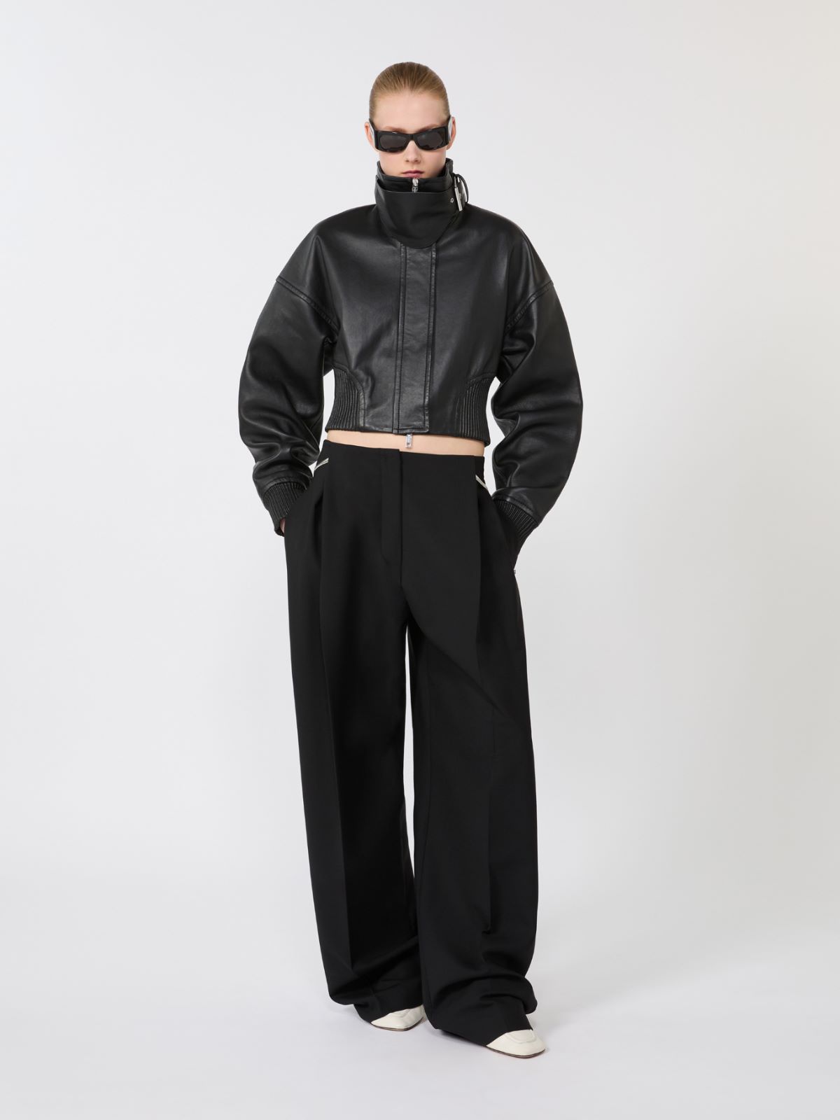 Short leather jacket - BLACK - Max Mara