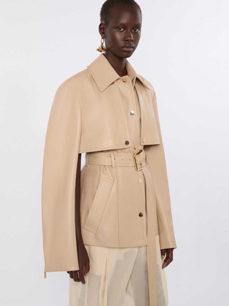 Nappa leather two-piece jacket - BEIGE - Max Mara - 4