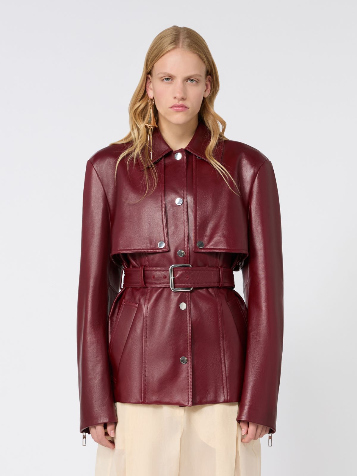 Zweiteilige Jacke aus Nappaleder - BORDEAUX - Max Mara - 2