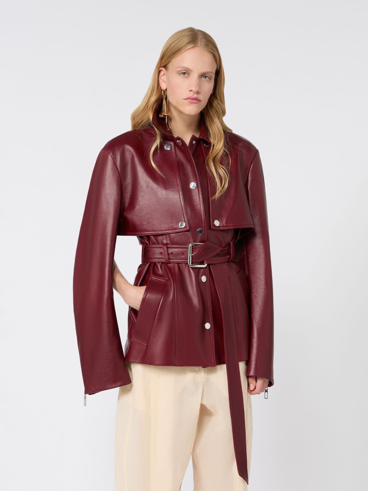 Zweiteilige Jacke aus Nappaleder - BORDEAUX - Max Mara - 4