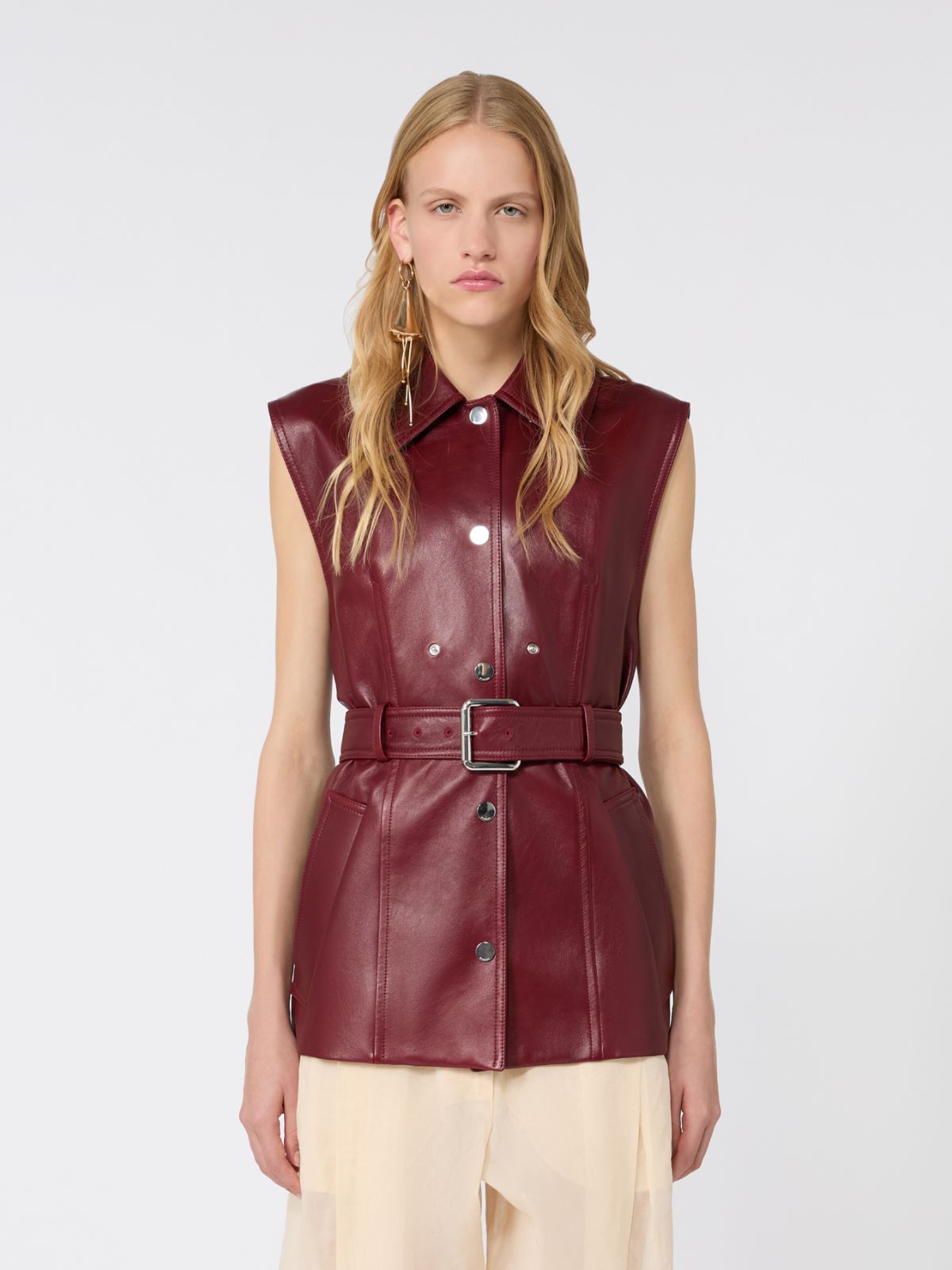 Zweiteilige Jacke aus Nappaleder - BORDEAUX - Max Mara - 5