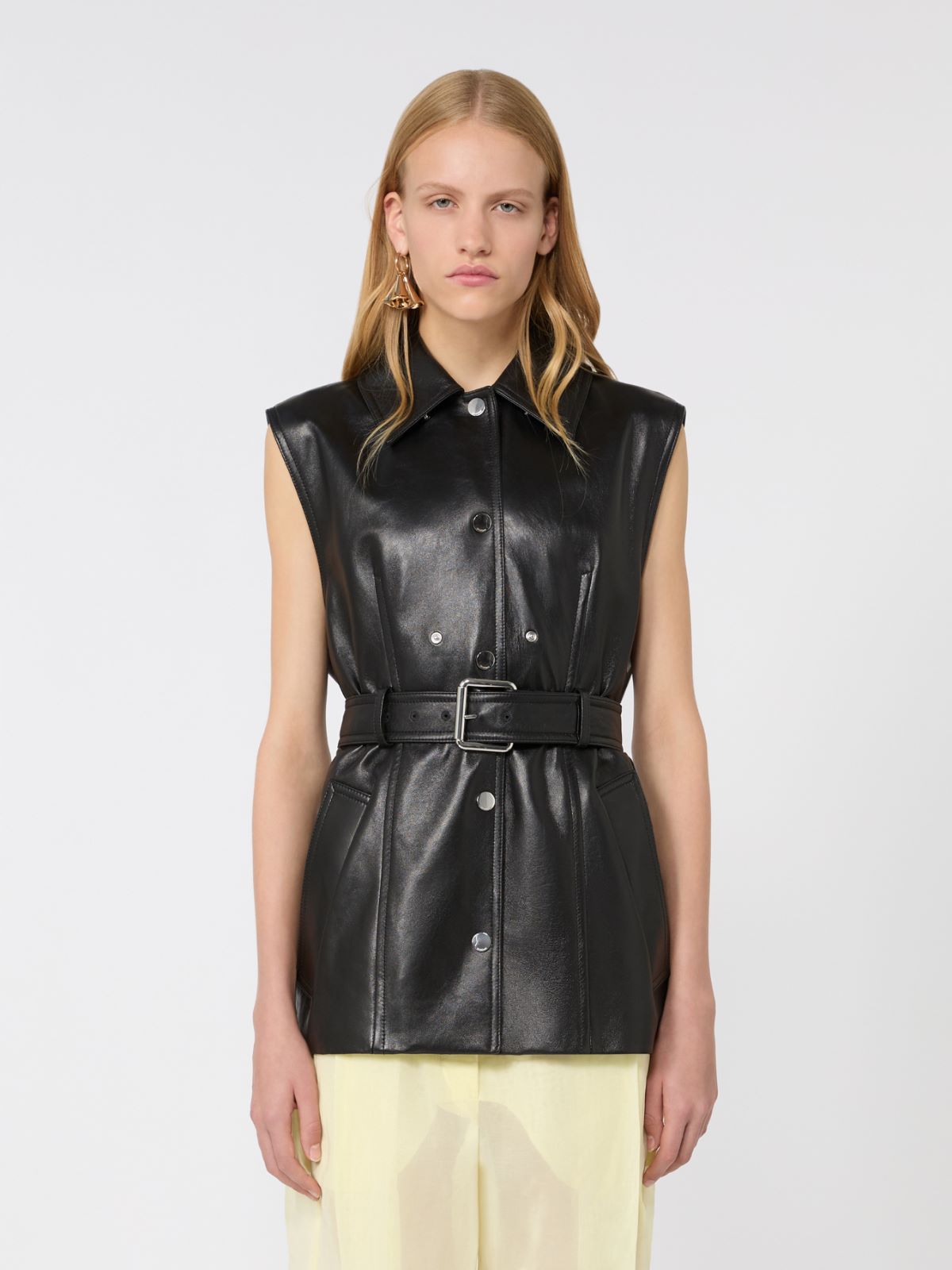 Nappa leather two-piece jacket - BLACK - Max Mara - 5