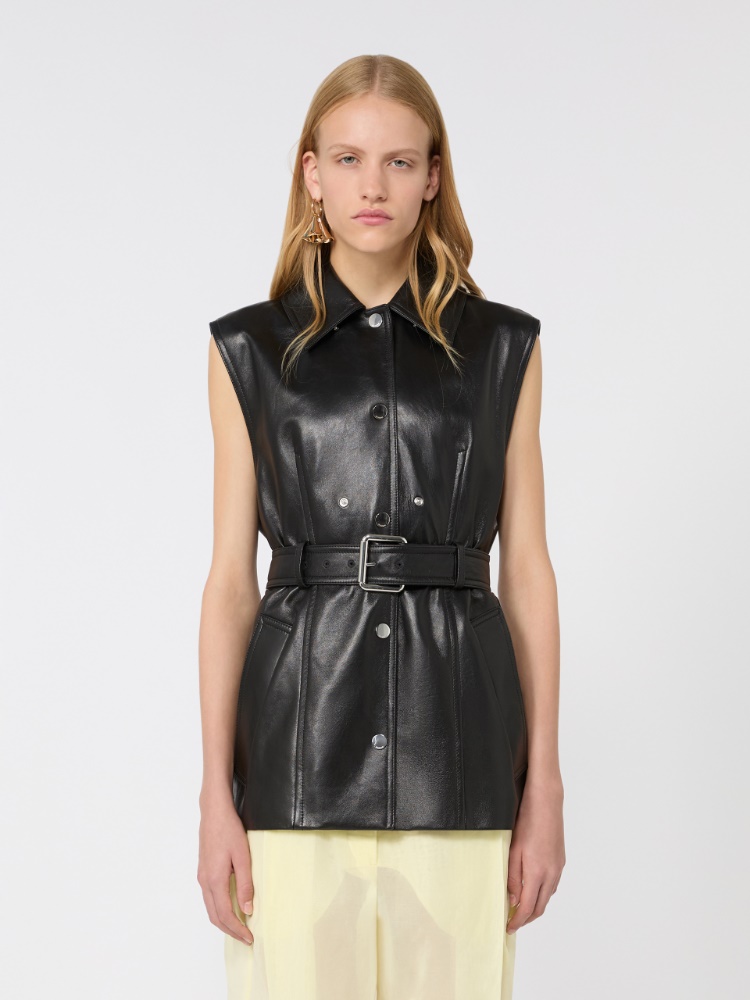 Nappa leather two-piece jacket - BLACK - Max Mara - 5