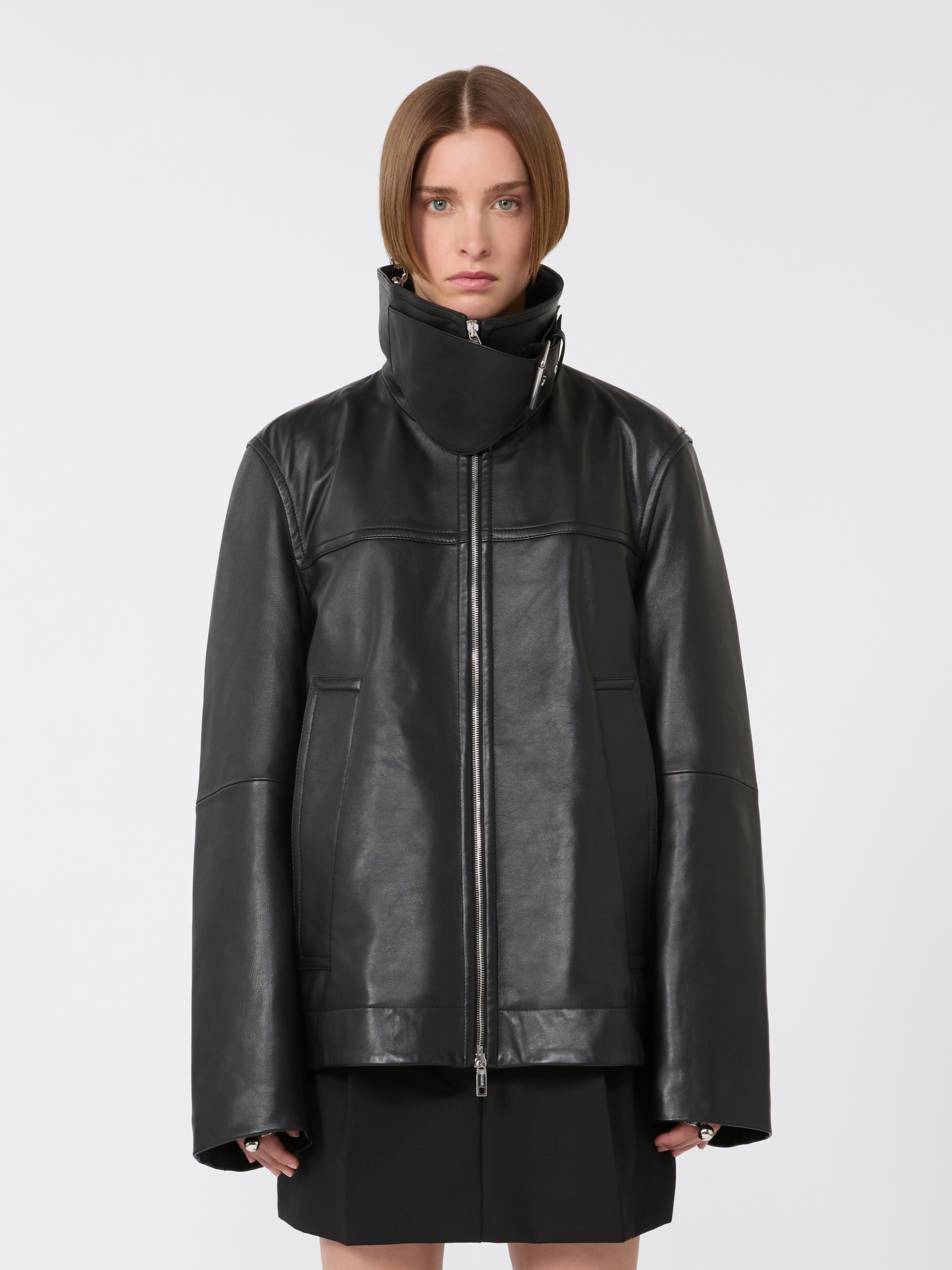 Veste surdimensionnée en cuir - NOIR - Max Mara - 2